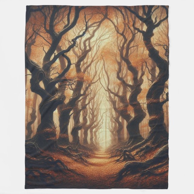 Gothic Autumn woods Fleece Blanket (Front)