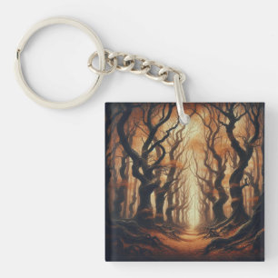 Gothic Autumn woods Key Ring