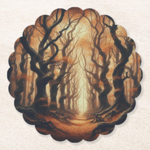 Gothic Autumn woods Paper Coaster