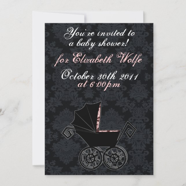 'Gothic Baby Carriage- Girl' Invitation (Front)