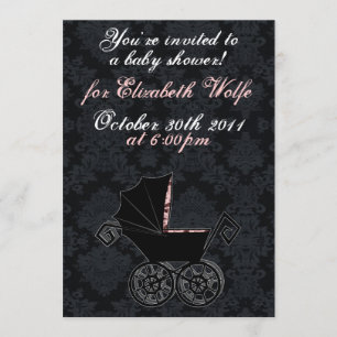 'Gothic Baby Carriage- Girl' Invitation
