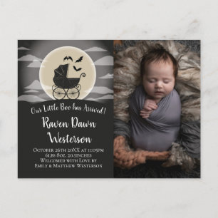 Gothic Baby Carriage Halloween Birth Annoucement Postcard