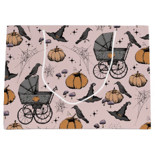 Gothic Baby Carriage Halloween Pink Large Gift Bag