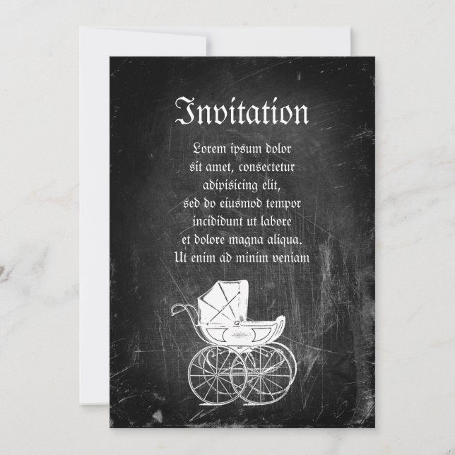 Gothic Baby Carriage Invitation (Front)