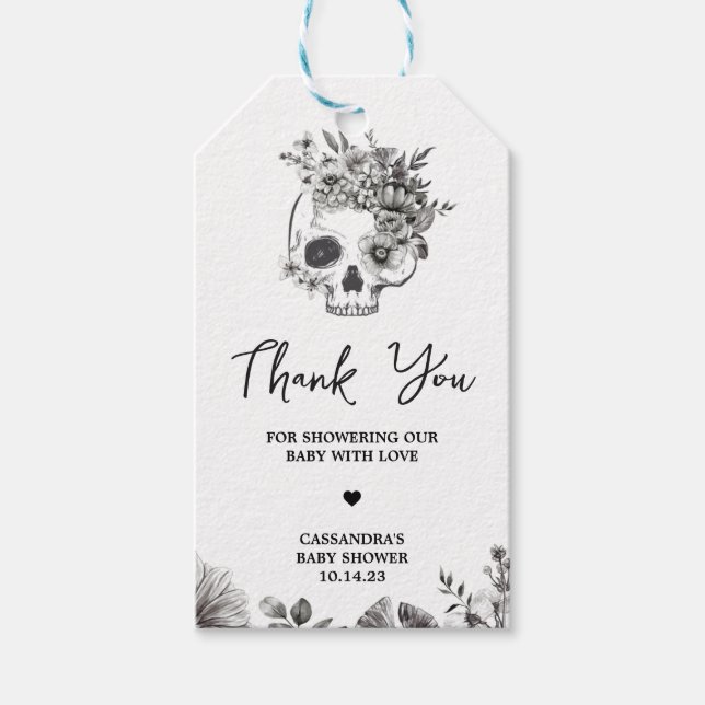 Gothic Baby Shower Favour Tags (Front)