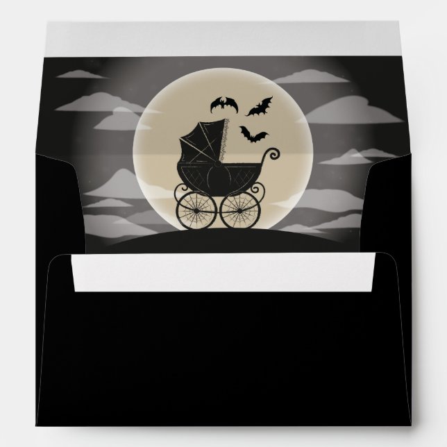 Gothic Baby Shower Halloween Carriage Envelope (Back (Bottom))