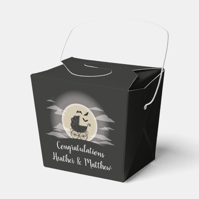 Gothic Baby Shower Halloween Carriage Favour Box (Front Side)