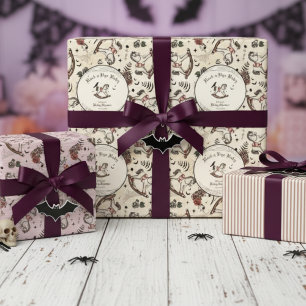 Gothic Baby Shower Pink Victorian Rocking Horse Wrapping Paper Sheet