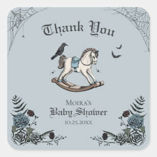 Gothic Baby Shower Rocking Horse Thank You Square Sticker