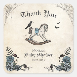 Gothic Baby Shower Rocking Horse Thank You Square Sticker