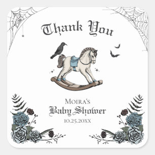 Gothic Baby Shower Rocking Horse Thank You Square Sticker