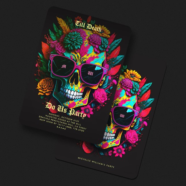 Gothic Bachelorette Party Botanical Floral Skull Invitation (Gothic Bachelorette Party Botanical Floral Skull Invitation
)