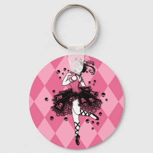 Gothic Ballerina in Pink Key Ring