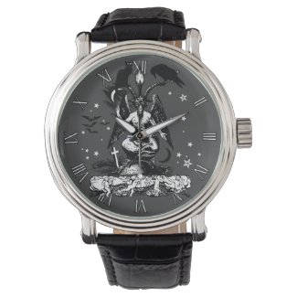 Gothic Baphomet, Cat and Raven Watch