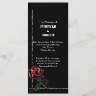 Gothic Barbed Wire and Rose Wedding Program Programme