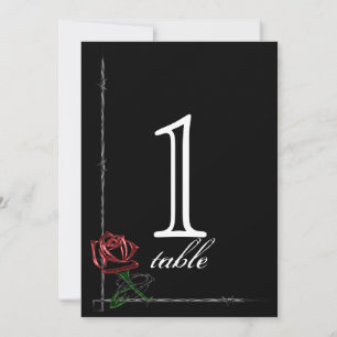 Gothic Barbed Wire Rose Anniversary Table Number