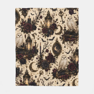 Gothic Barn Owl Fleece Blanket