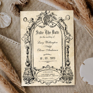 Gothic baroque arch artistic wedding save the date