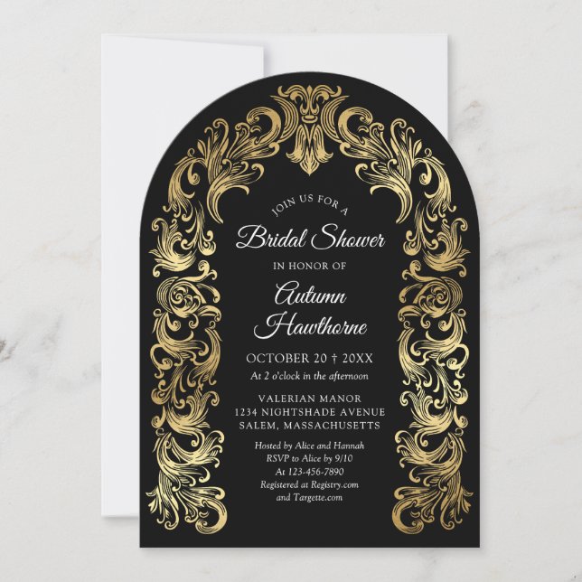 Gothic Baroque Arch Bridal Shower Invitation (Front)
