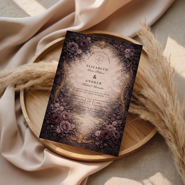 Gothic Baroque Rose Wedding Invitation (Creator Uploaded)