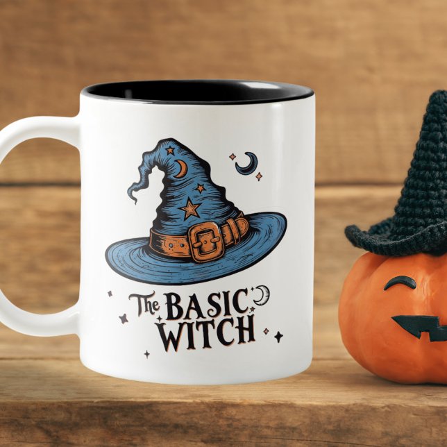 Gothic Basic Witch Hat Coffee Brew Halloween Two-Tone Coffee Mug (Creator Uploaded)