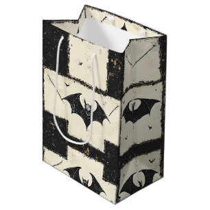 Gothic Bat Grunge Halloween Pattern Medium Gift Bag