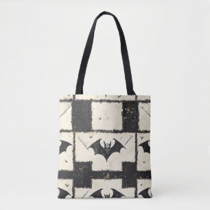 Gothic Bat Grunge Halloween Pattern Tote Bag