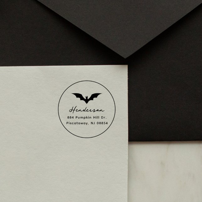 Gothic Bat Halloween Custom Return Address Rubber Stamp (Creator Uploaded)