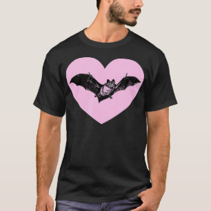 Gothic Bat Red Heart Goth Halloween Valentines T-Shirt