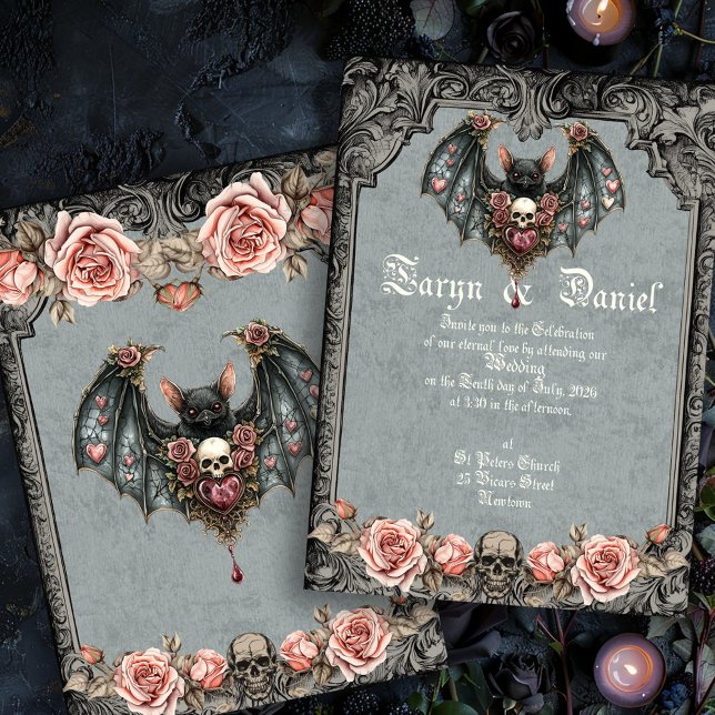 Gothic Bat Wedding Invitation (Creator Uploaded)