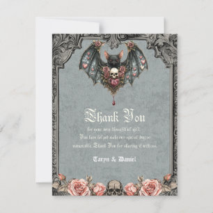 Gothic Bat Wedding Thank You Cards