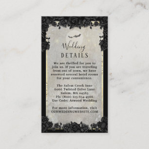 Gothic Bats Halloween Elegant Wedding Details  Enc Enclosure Card