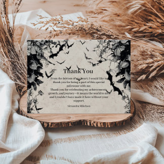 Gothic Bats & Roses Birthday Thank You Card