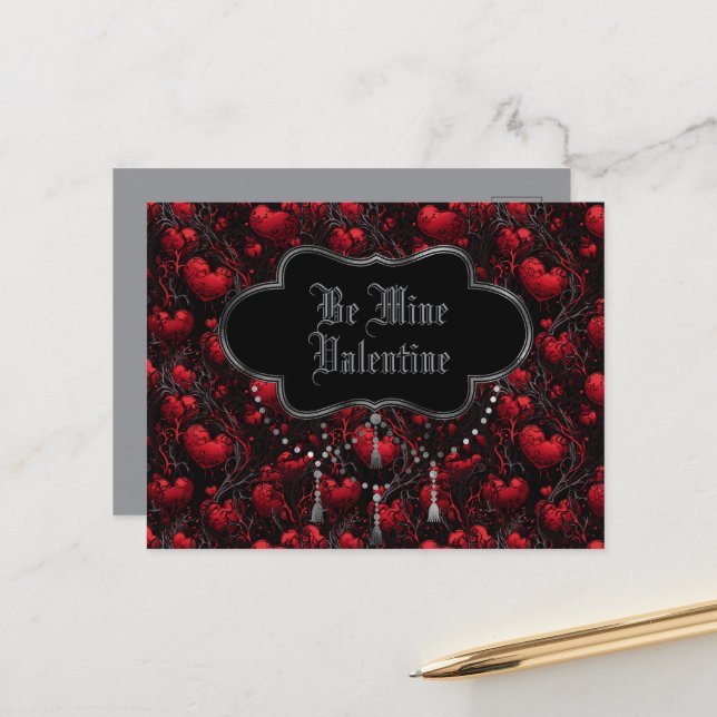 Gothic Be Minel Valentine  Postcard (Front/Back In Situ)