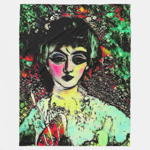Gothic Beauty Portrait Fleece Blanket