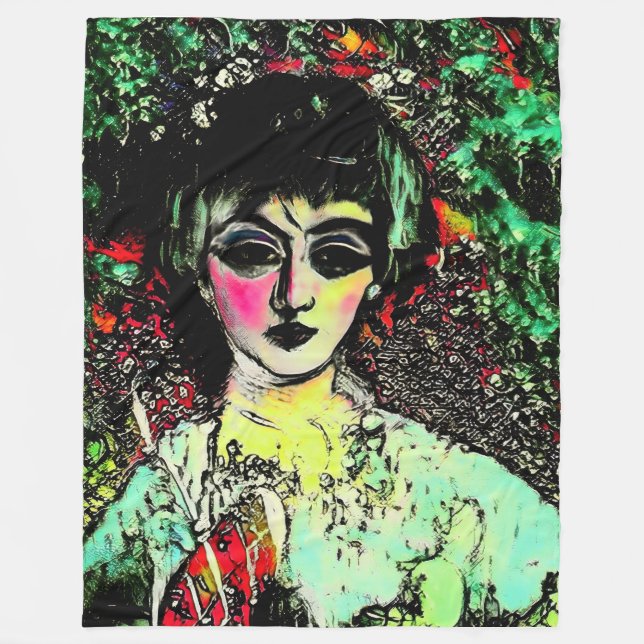 Gothic Beauty Portrait  Fleece Blanket (Front)