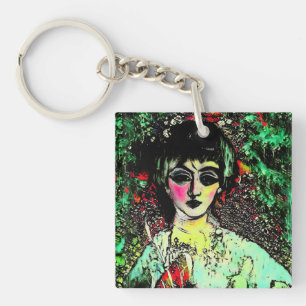 Gothic Beauty Portrait Key Ring