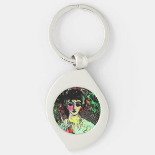 Gothic Beauty Portrait Key Ring