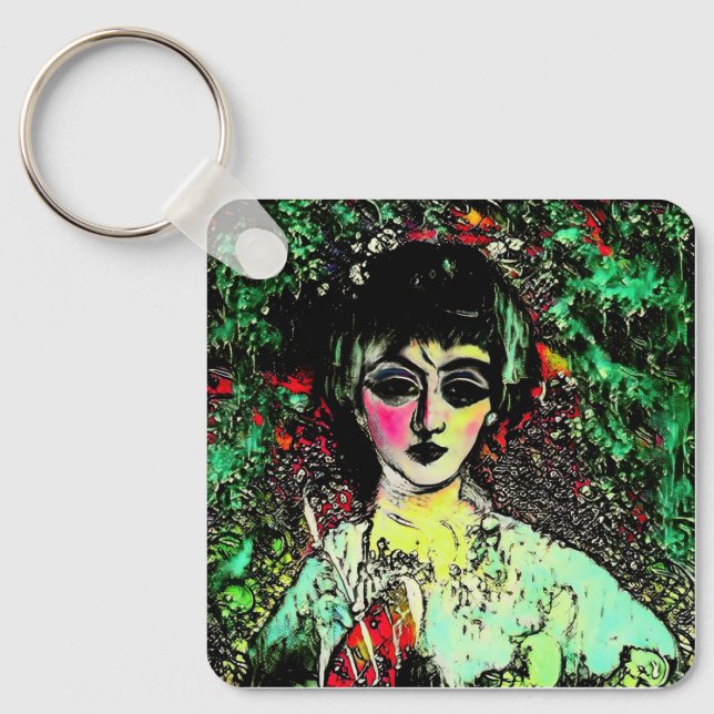 Gothic Beauty Portrait  Key Ring (Front)