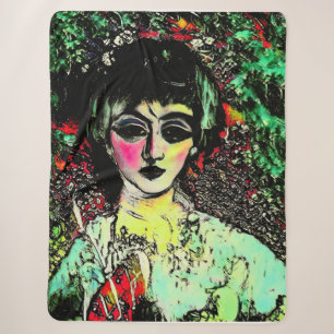Gothic Beauty Portrait Sherpa Blanket
