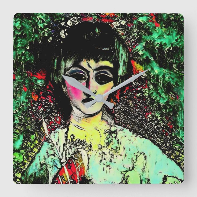 Gothic Beauty Portrait  Square Wall Clock (Front)