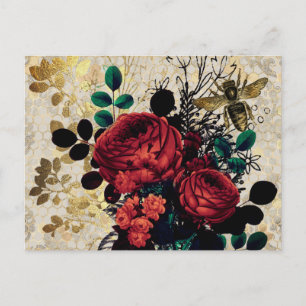 Gothic Bee & Roses Postcard