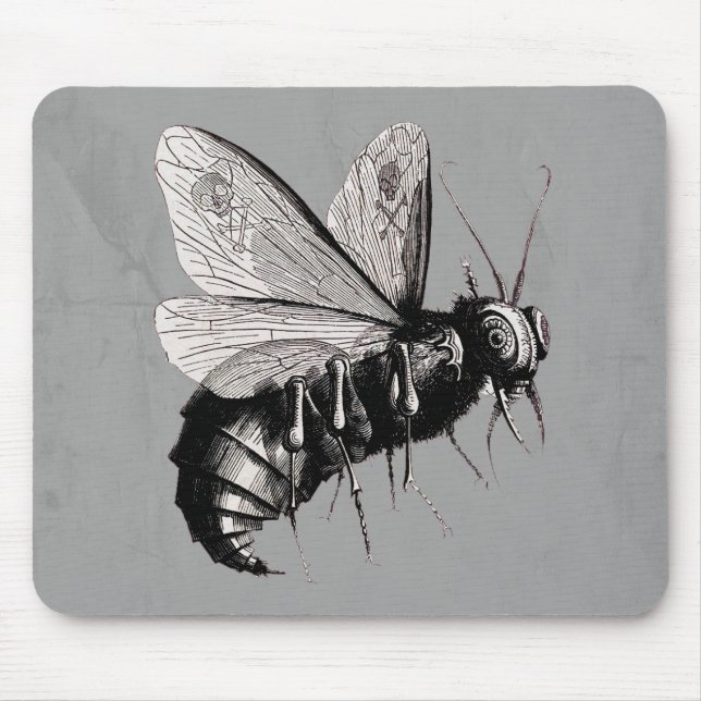 Gothic Bee Skull Wings Mouse Mat (Front)