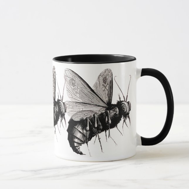 Gothic Bees Skull Wings Mug (Right)