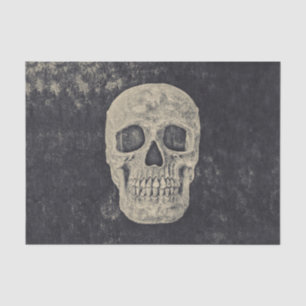 Gothic Beige Grey Vintage Skull Tissue Paper
