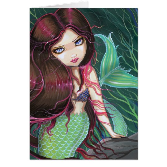 Gothic Big Eye Mermaid Greeting Card Notecard