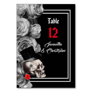 Gothic, Biker or Rock black wedding table number