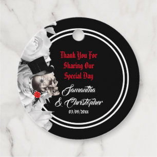 Gothic, biker, or rock thank you wedding favour tags