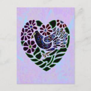 Gothic Bird in Heart Postcard