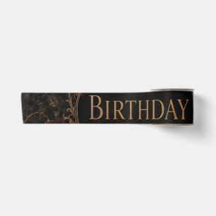 Gothic Birthday Card, Dark Floral, Moths, Roses Satin Ribbon